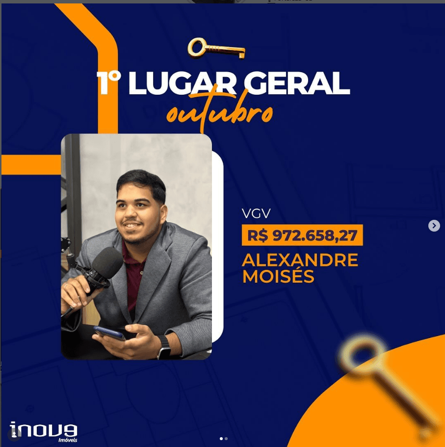 Primeiro lugar em vendas, no meu primeiro ano como corretor!